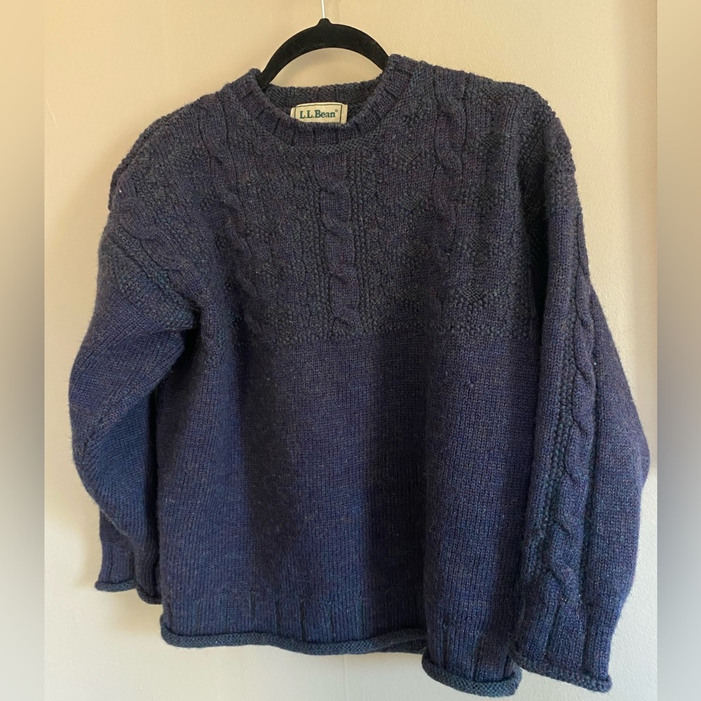 L.L. Bean Women’s Deep Blue Crewneck Sweater 100% wool